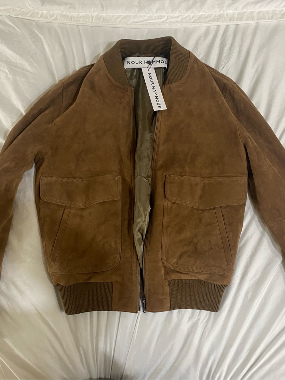 Nour Hammour Women’s Brown Suede Bomber Jacket